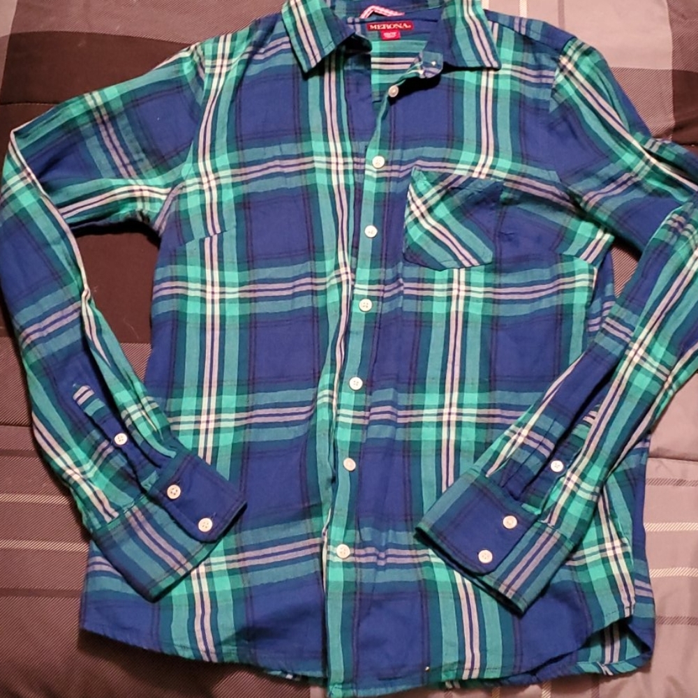 Blue plaid shirt